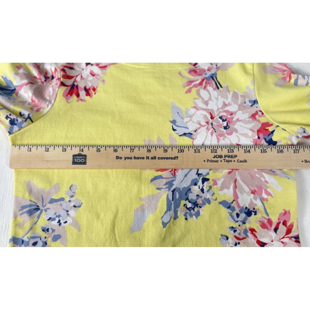 WOMENS JOULES 3/4 SLEEVE TOP BLOUSE YELLOW FLORAL PRINT US size 6 Thick Cotton - Picture 7 of 15